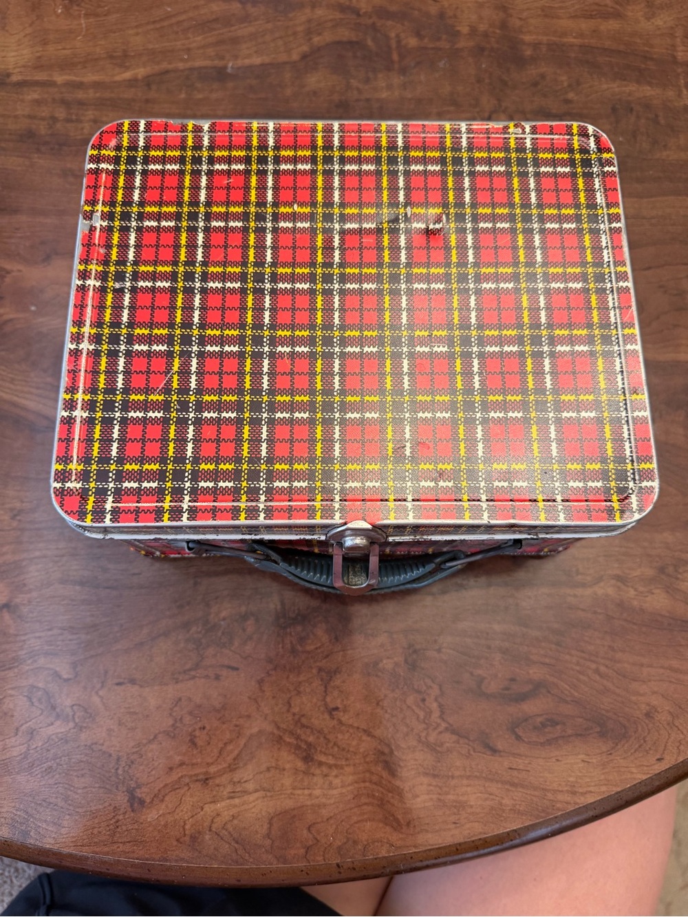 Vintage Ohio Art Plaid Metal Lunch Box Red Tartan Chiquita Cabana Banana Labels